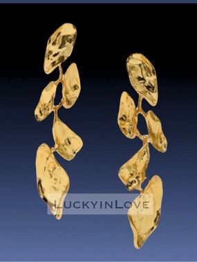 ALEXIS BITTAR • Brut Mosaic Molten Gold Post Cascading Petals Drop Earrings